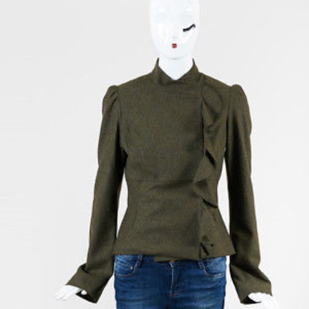 Lela Rose Green Wool Blend Suit